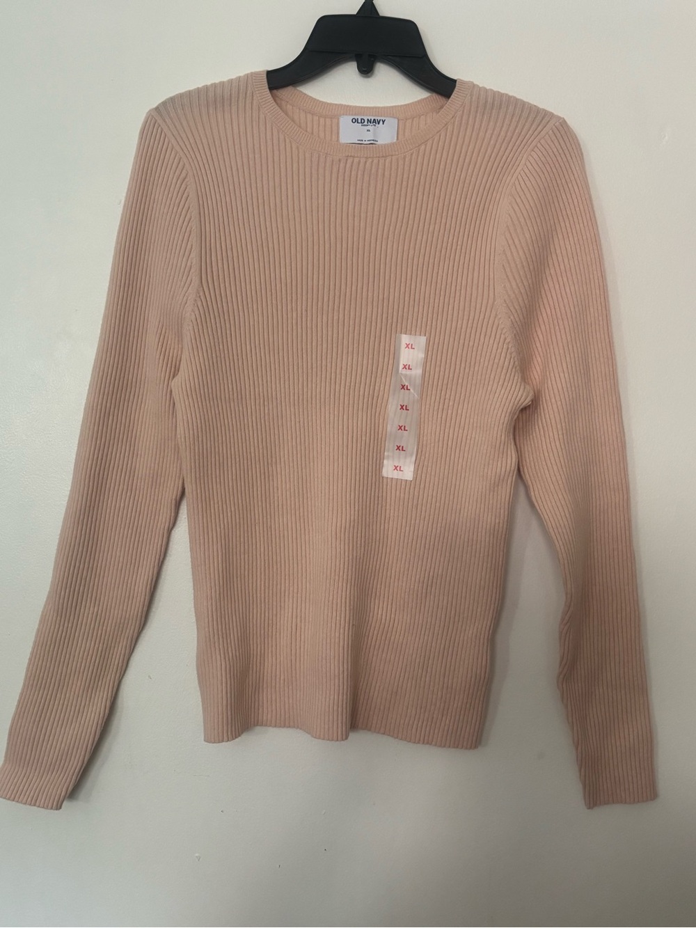Old Navy SoSoft Lite Ribbed Long Sleeve Sweater Top Light Peach XL NWT